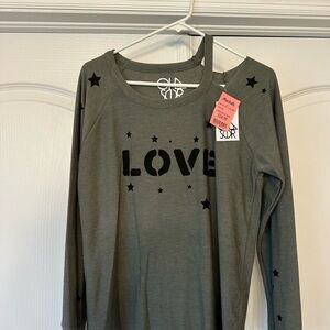 Chaser Olive Green Star Long Sleeve Top